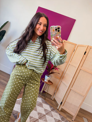 Ria Striped Cardigan-Matcha