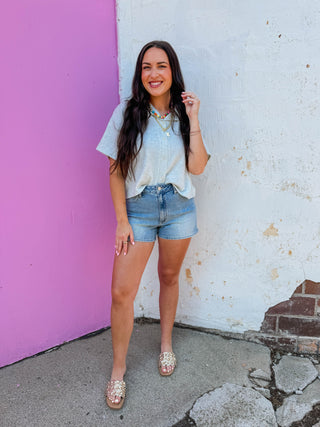 All Day Knit Top-Light Grey