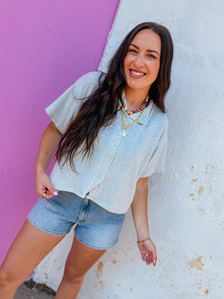 All Day Knit Top-Light Grey