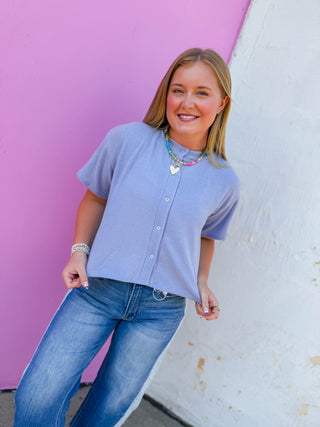 All Day Knit Top-Light Blue