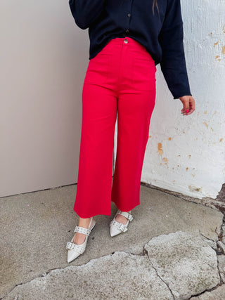 Karter Wide Leg Pants-Red