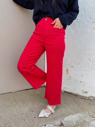 Karter Wide Leg Pants-Red