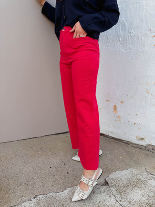 Karter Wide Leg Pants-Red