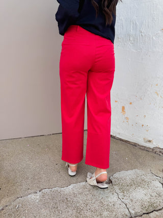 Karter Wide Leg Pants-Red