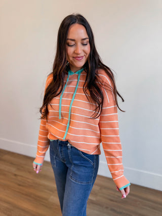 Cora Striped Waffle Knit Hoodie