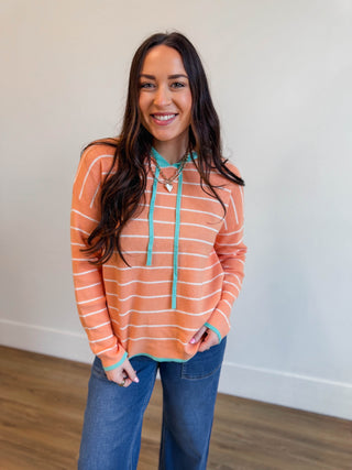 Cora Striped Waffle Knit Hoodie