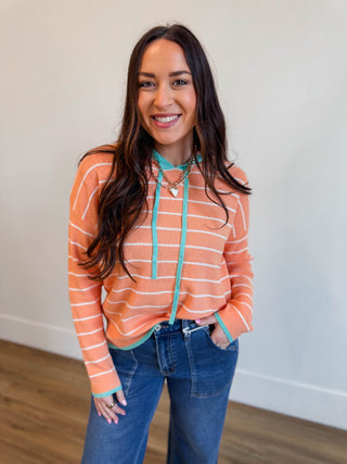 Cora Striped Waffle Knit Hoodie