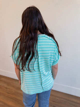 Easygoing Corded Top-Turquoise