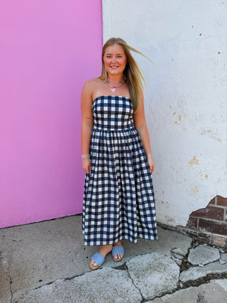 Fresh Start Midi Dress-Navy