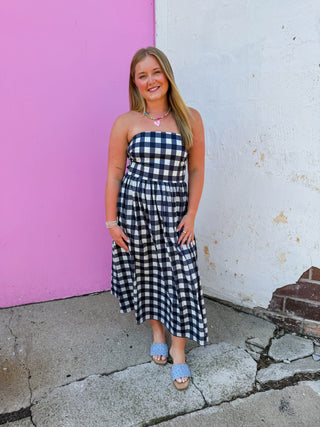 Fresh Start Midi Dress-Navy