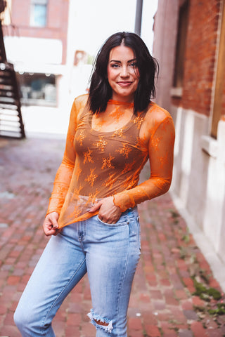 Katie Lace Top-Orange