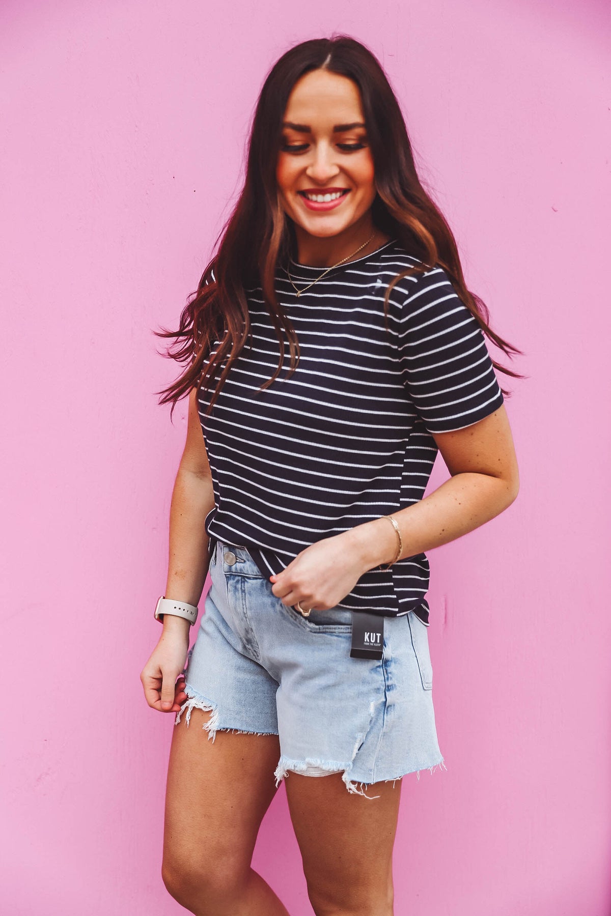 Brittany Striped Top-Navy