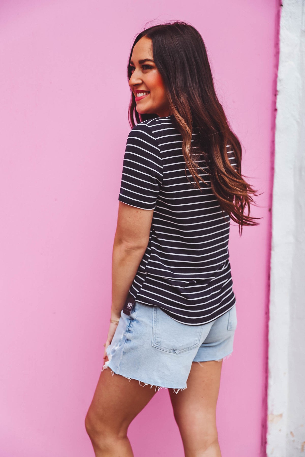 Brittany Striped Top-Navy