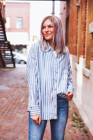 Gia Striped Button Down Top