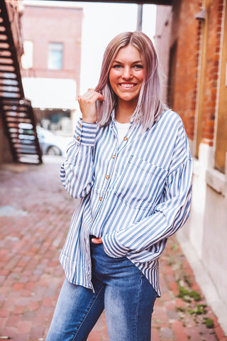 Gia Striped Button Down Top