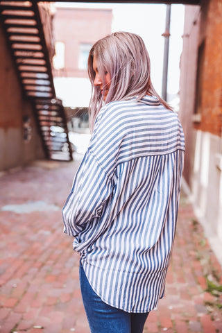 Gia Striped Button Down Top