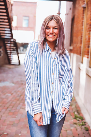 Gia Striped Button Down Top