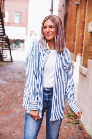 Gia Striped Button Down Top