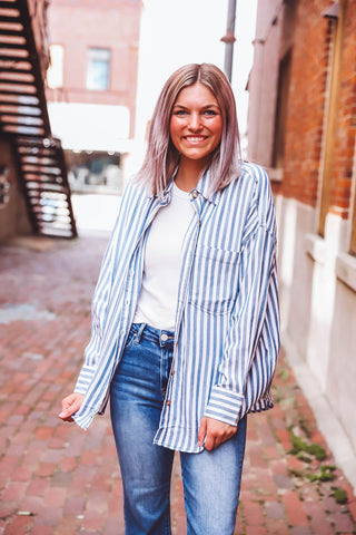 Gia Striped Button Down Top