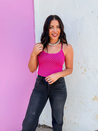 Miley Polka Dot Tank-Fuchsia