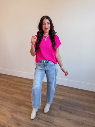 Simple Days Corded Top-Hot Pink