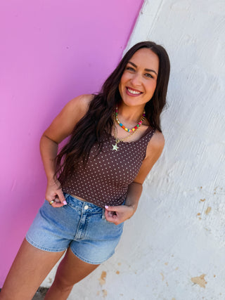 Lenny Polka Dot Tank-French Roast