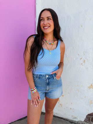 Lenny Polka Dot Tank-Serene Blue