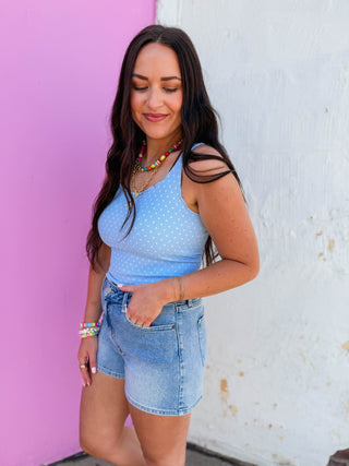 Lenny Polka Dot Tank-Serene Blue