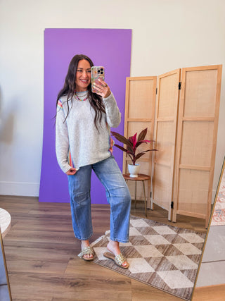 Rainbow Row Sweater-H. Grey