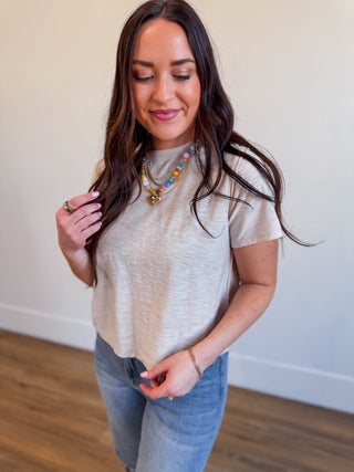 Lindsey Basic Tee-Sand Beige