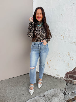 Sofia Leopard Top-Brown