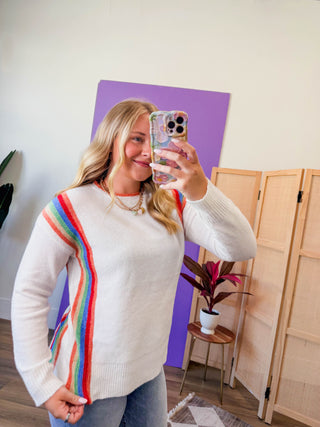 Rainbow Row Sweater-Ivory