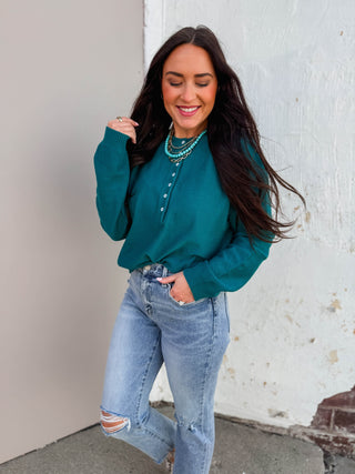 Kiara Henley Sweater-Teal