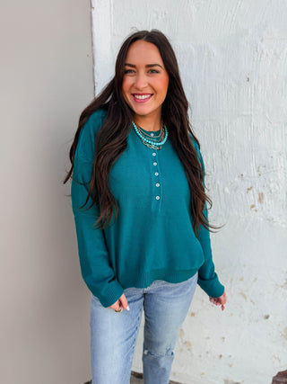 Kiara Henley Sweater-Teal