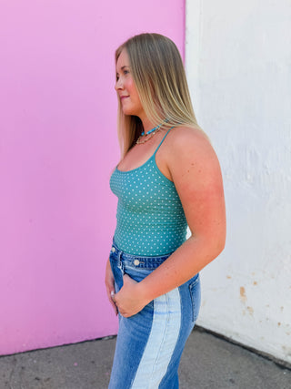 Polka Dot Cami-Dusty Teal