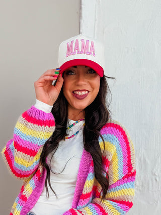Mama Puff Trucker Hat-Red/Pink