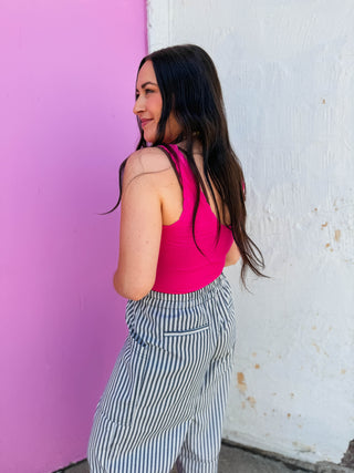 Reversible Scallop Edge Tank-Fuchsia
