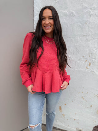 Lia Floral Embossed Sweatshirt