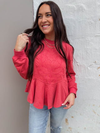 Lia Floral Embossed Sweatshirt