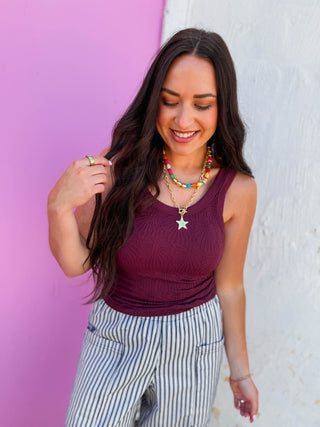 Lace Textured Tank-Fig