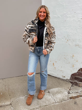 Leona Jacket-White Brown-Thread & Supply