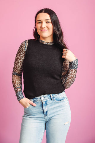 Quinn Leopard Mesh Top