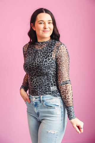 Quinn Leopard Mesh Top