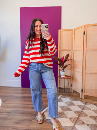 Carmen Striped Sweater-Red