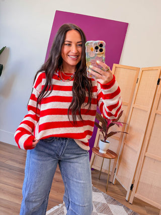 Carmen Striped Sweater-Red
