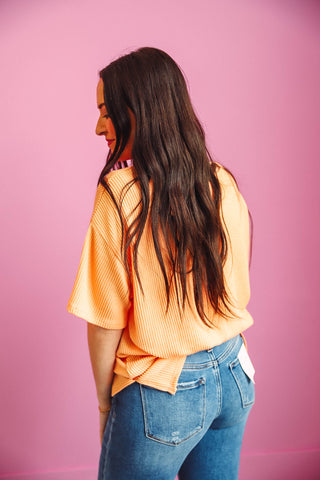 Lyla Corded Top-Apricot