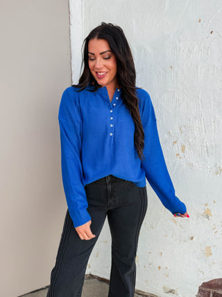 Kiara Henley Sweater-Blue