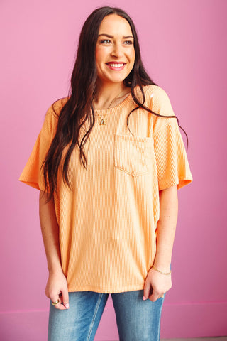 Lyla Corded Top-Apricot