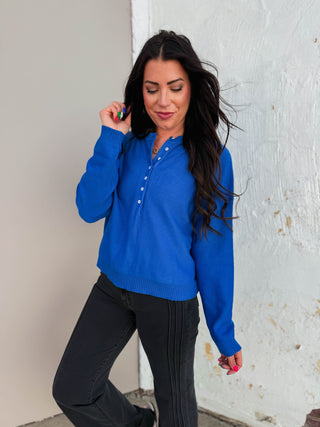 Kiara Henley Sweater-Blue