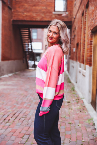 Sophia Sweater-Fuchsia/Cream